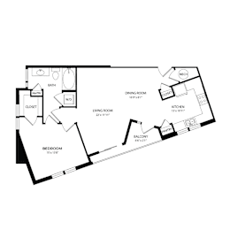 Floor Plan  A black and white image of a floor plan for a home.