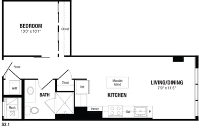 Floor Plan  Modern Studio Apartments in Crystal City Arlington VA