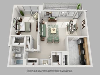 Floor Plan  Modern 1 Bedroom Crystal City Arlington VA Apartment Rentals