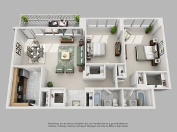 Floor Plan  2 Bedroom Crystal City Arlington VA Apartment Rentals