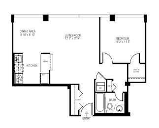 Floor Plan  a floor plan of a house with a bedroom and a living room