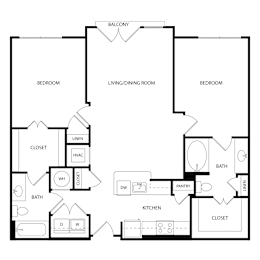 Floor Plan  A black and white floor plan of a house with labeled rooms.