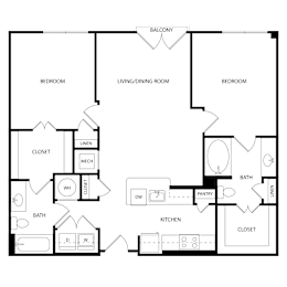 Floor Plan  A black and white image of a house floor plan with labeled rooms.