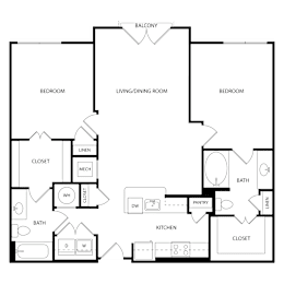 Floor Plan  A black and white image of a house floor plan with labeled rooms.