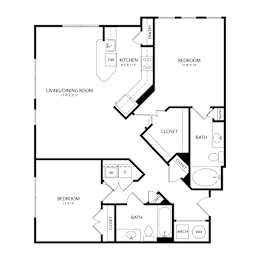 Floor Plan  A black and white image of a house floor plan.