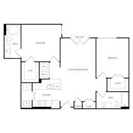 Floor Plan  A black and white image of a house floor plan.