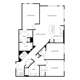 Floor Plan  A floor plan of a house with labeled rooms and spaces.