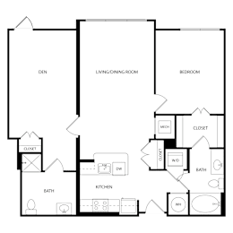Floor Plan  A floor plan of a house with labeled rooms such as a kitchen, living room, and bathroom.