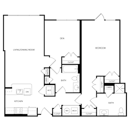 Floor Plan  A black and white floor plan of a house with labeled rooms.