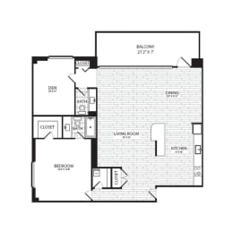Floor Plan  Spacious 1-bed + den, 1 bath in National Landing
