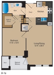 Floor Plan  Modern 1 Bedroom Pentagon City Arlington VA Apartment Rentals