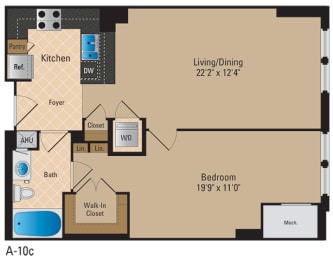 Floor Plan  1 Bedroom Pentagon City Arlington VA Apartment RentalsApartments for Rent in Pentagon City Arlington VA