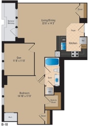 Floor Plan  Luxury 1 Bedroom Pentagon City Arlington VA Apartment Rentals