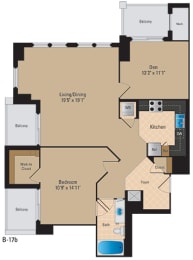 Floor Plan  Modern 1 Bedroom Pentagon City Arlington VA Apartment Rentals