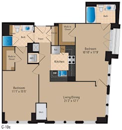 Floor Plan  Luxury 2 Bedroom Pentagon City Arlington VA Apartment Rentals