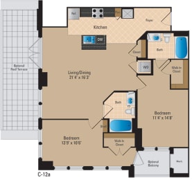 Floor Plan  2 Bedroom Pentagon City Arlington VA Apartment Rentals