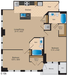 Floor Plan  2 Bedroom Pentagon City Arlington VA Apartment Rentals