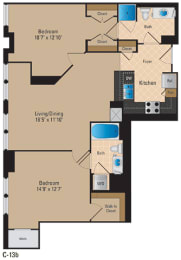 Floor Plan  Modern 2 Bedroom Pentagon City Arlington VA Apartment Rentals