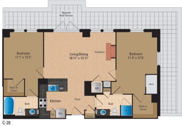 Floor Plan  Renovated 2 Bedroom Pentagon City Arlington VA Apartment Rentals