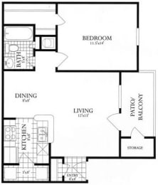 Floor Plan  Great 1 Bedroom Woodbridge VA Apartment Rentals