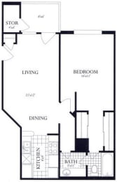 Floor Plan  Best 1 Bedroom Woodbridge VA Apartment Rentals