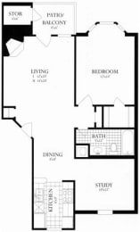 Floor Plan  Spacious 1 Bedroom Woodbridge VA Apartment Rentals