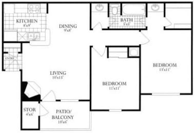 Floor Plan  2 Bedroom Woodbridge VA Apartment Rentals