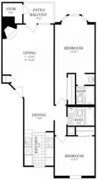 Floor Plan  Best 2 Bedroom Woodbridge VA Apartment Rentals