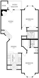 Floor Plan  Modern 2 Bedroom Woodbridge VA Apartment Rentals