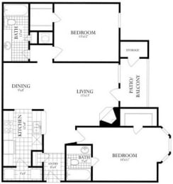 Floor Plan  2 Bedroom Woodbridge VA Apartment Rentals
