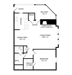 Floor Plan  1 Bedroom Rosslyn VA Apartment Rentals