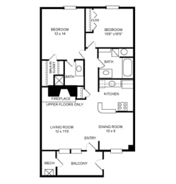 Floor Plan  2 Bedroom Rosslyn VA Apartment Rentals
