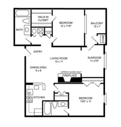 Floor Plan  Spacious 2 Bedroom Rosslyn VA Apartment Rentals