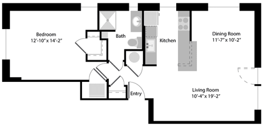 Floor Plan  Modern 1 Bedroom Rosslyn VA Apartment Rentals