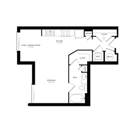 Floor Plan  A black and white image of a floor plan for a home.