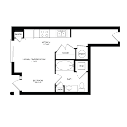Floor Plan  A black and white image of a floor plan for a house.