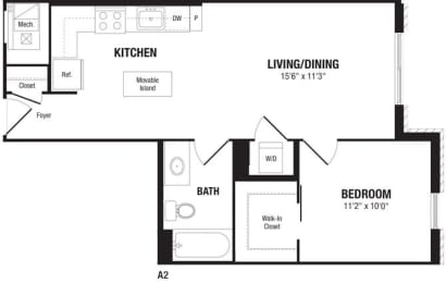 Floor Plan  Renovated 1 Bedroom Crystal City Arlington Virginia apartment rentals