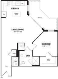 Floor Plan  Best 1 Bedroom Crystal City Arlington VA apartment rentals
