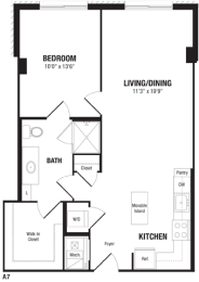 Floor Plan  Modern 1 Bedroom Crystal City Arlington VA Apartment Rentals