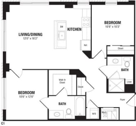 Floor Plan  Modern 2 Bedroom Crystal City Apartments Arlington Virginia