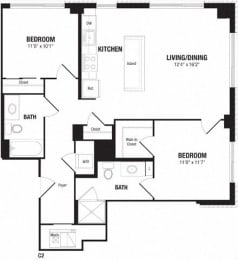 Floor Plan  Spacious 2 Bedroom Crystal City Apartments Arlington VA