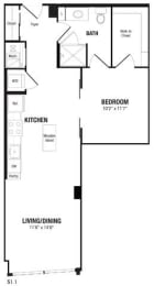 Floor Plan  Renovated studio apartments in Crystal City Arlington Virginia