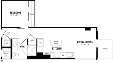 Floor Plan  Studio apartments in Crystal City Arlington VA