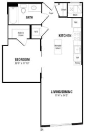 Floor Plan  Best studio apartments in Crystal City Arlington VA
