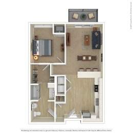  Floor Plan 1 Bedroom  A2