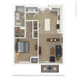  Floor Plan 1 Bedroom C