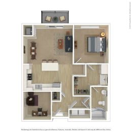  Floor Plan 1 Bedroom plus Den D1