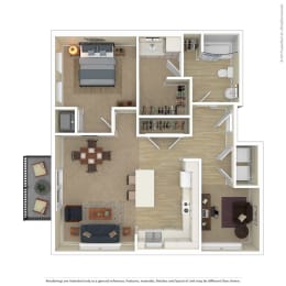 Floor Plan 1 Bedroom plus Den F