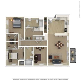  Floor Plan 2 Bedroom M