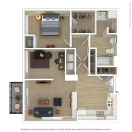 Floor Plan 1 Bedroom plus Den E